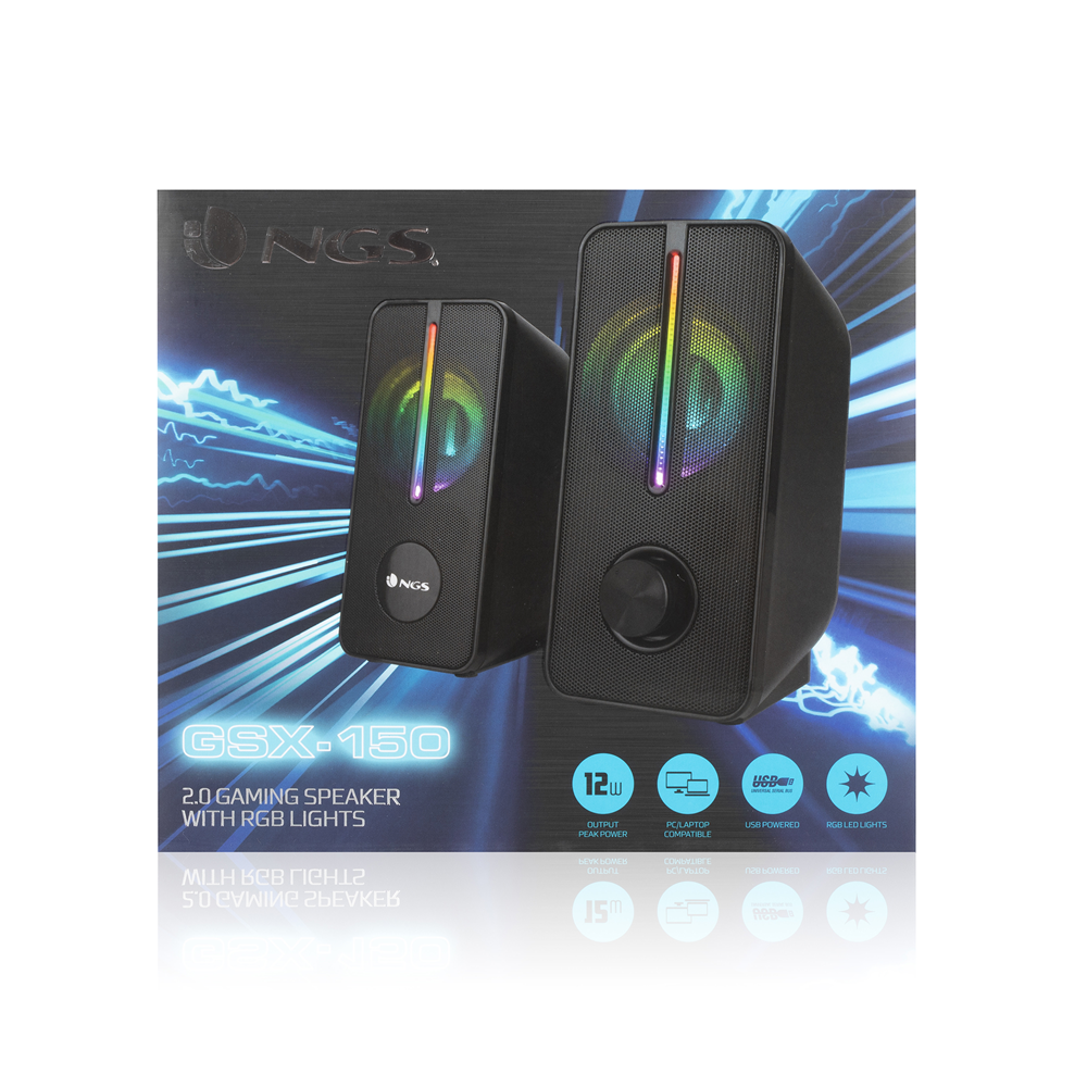 Gaming | 2.0 GAMING SPEAKER-RGB LIGHTS USB POWERED- OUTPUT POWER 12W | NGS