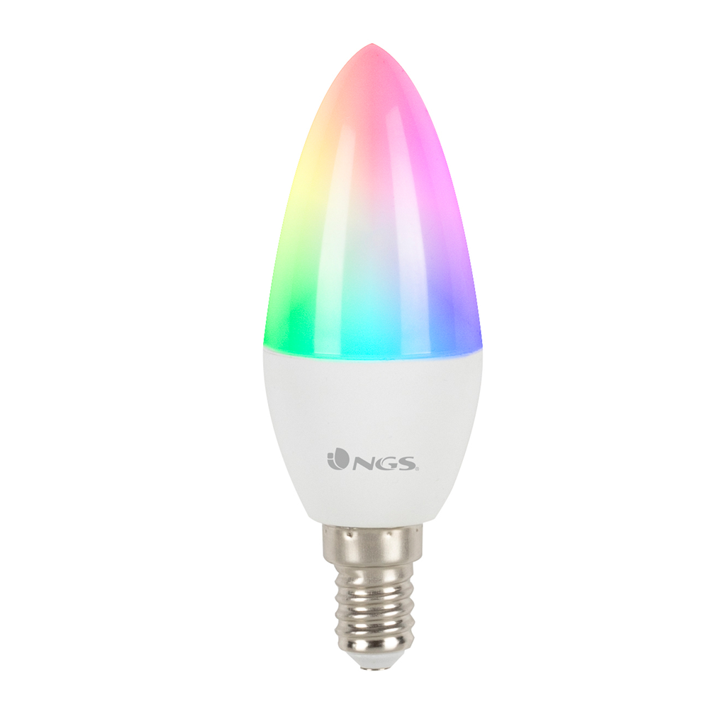 Iluminación, Bombilla LED Wi-Fi Inteligente Colores Regulables-5W-E14-500LM-control  con APP gratuita “NGS ORB”
