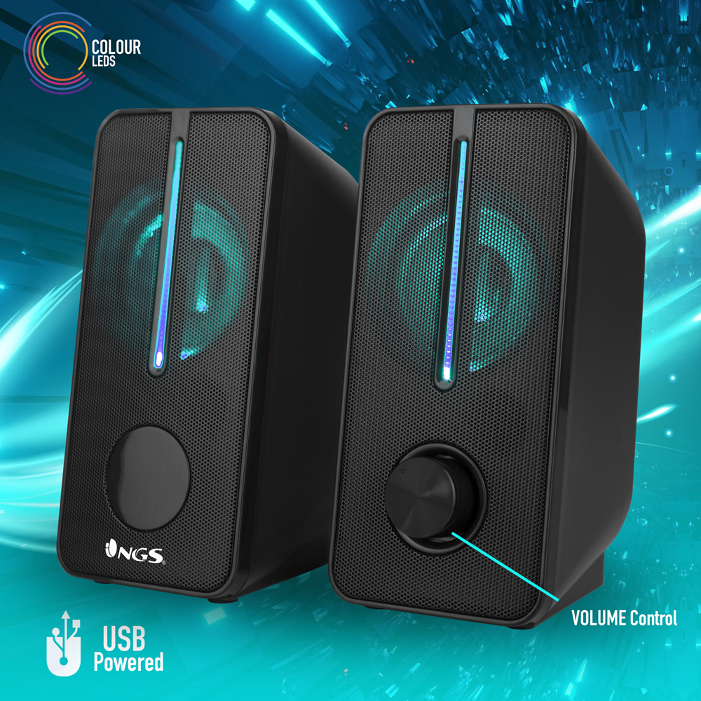 OUTPUT | GAMING NGS | Gaming POWERED- 12W SPEAKER-RGB 2.0 USB LIGHTS POWER