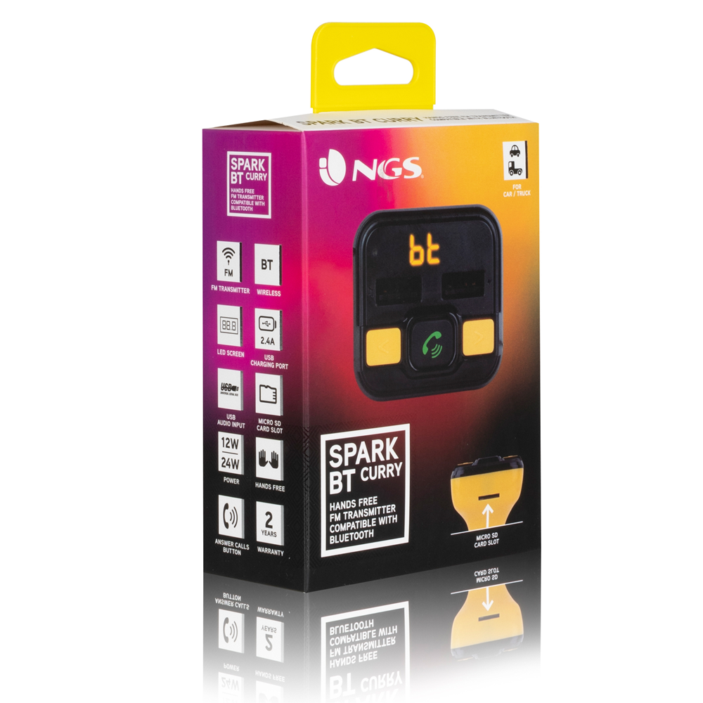NGS Spark BT Hero Transmisor FM para Coche Compatible con Bluetooth Manos  Libres